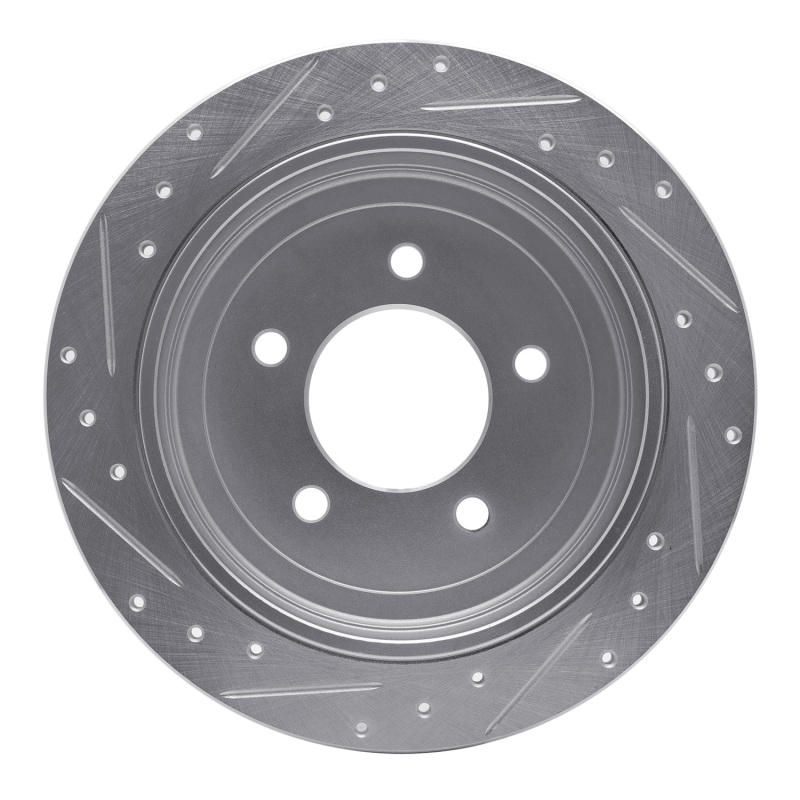 Ford F-150 Brake Rotor (1) - Rear Right - R1 Concepts - Drilled & Slotted - Silver - `97-`04